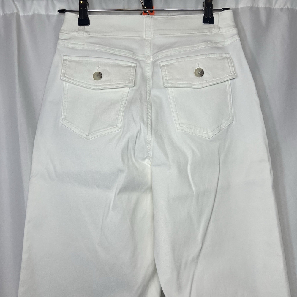 Spanx Women’s Stretch Twill Cropped Wide Leg Pants M Bright White Shapewear - Picture 6 of 10